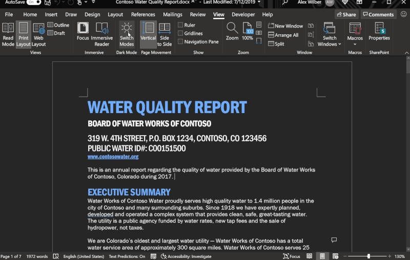MS Office 2021 dark mode