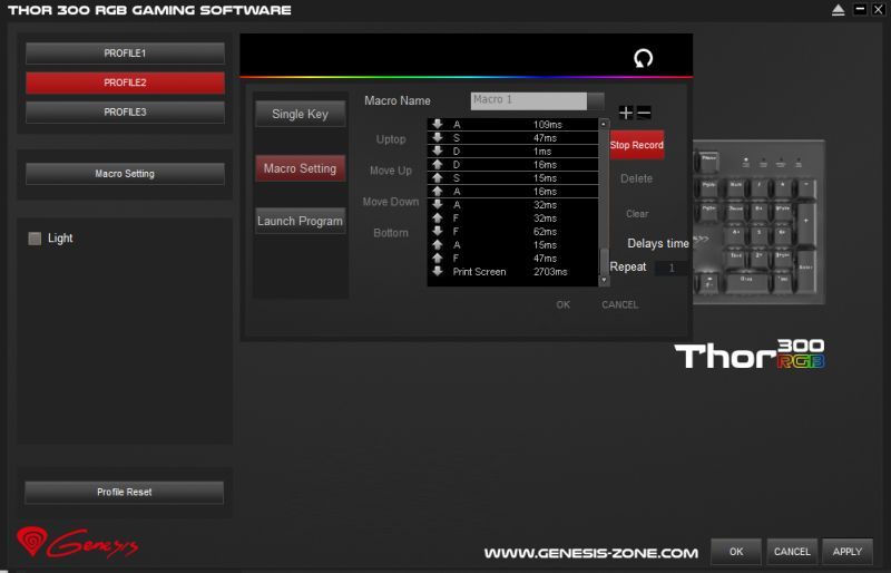 Genesis Thor 300 RGB - nagrywanie makr