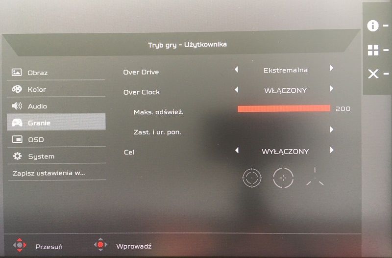 Acer Predator X35 - OSD