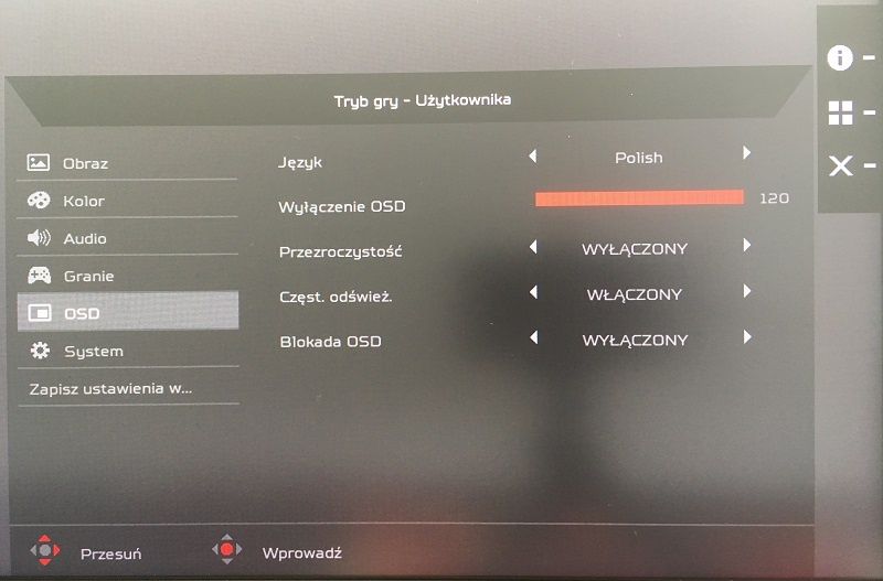Acer Predator X35 - OSD