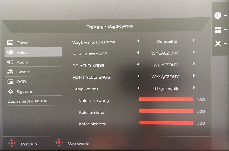 Acer Predator X35 - OSD