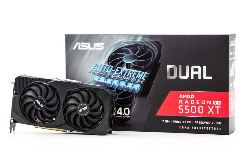 ASUS Dual Radeon RX 5500 XT OC - obok pudełka