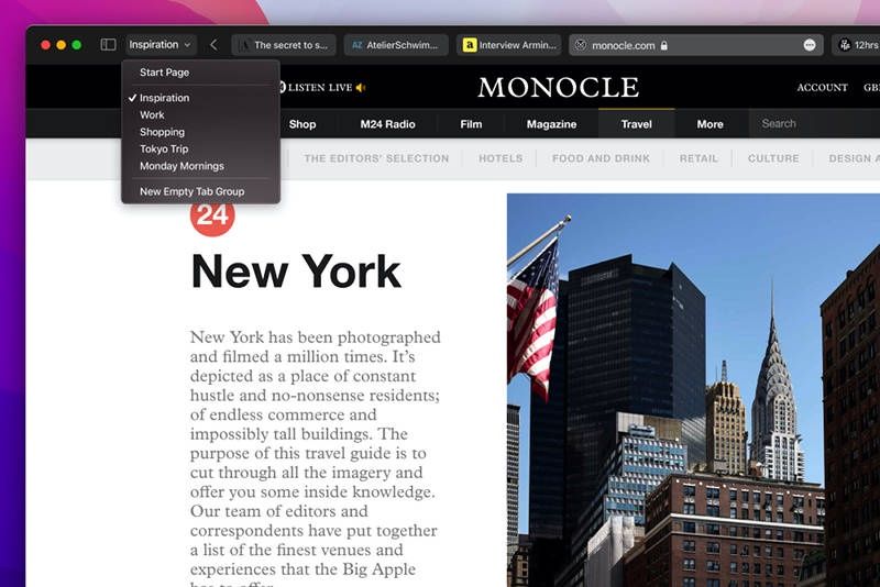 macOS Monterey Safari