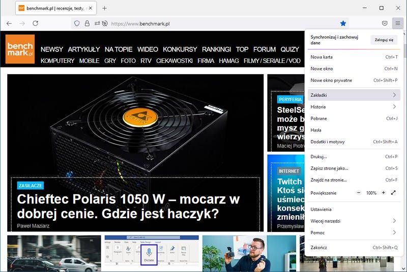 Firefox 89 menu