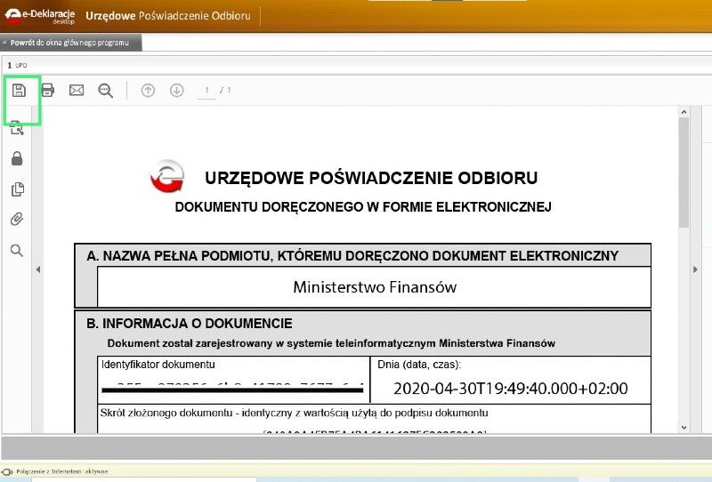 jak zapisać UPO z eDeklaracji?