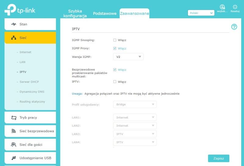TP-Link Archer AX50 - Ustawienia IPTV