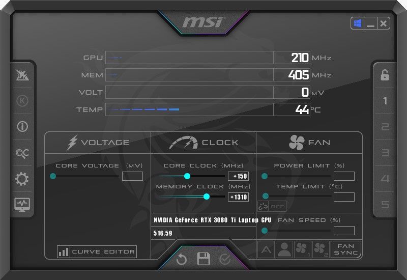 MSI Titan GT77 - OC karty