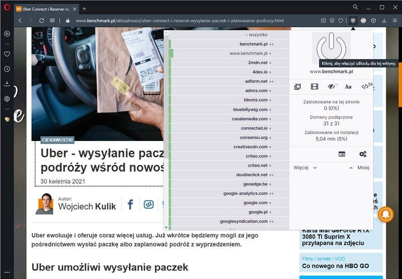 uBlock Origin screen