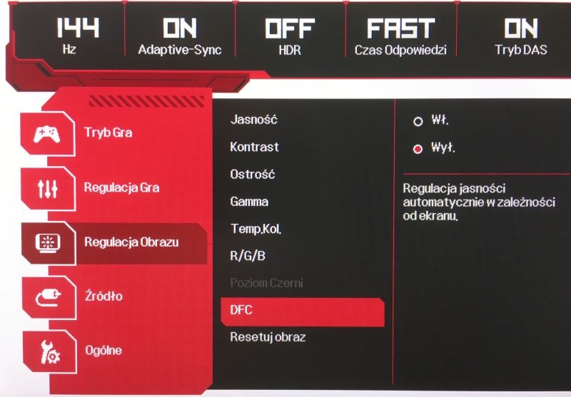 LG UltraGear 27GL850-B - funkcja DFC
