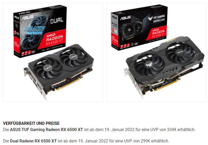 ASUS Radeon RX 6500 XT - sugerowane ceny