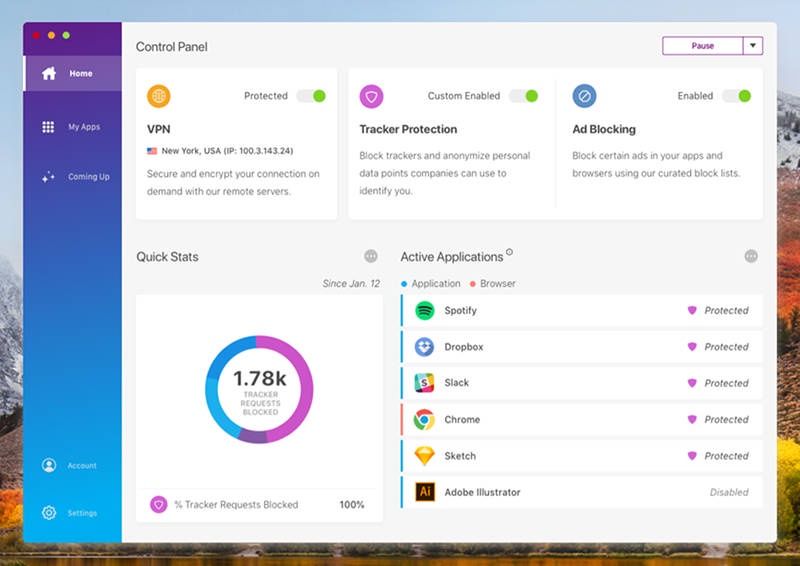 Ghostery Midnight screen