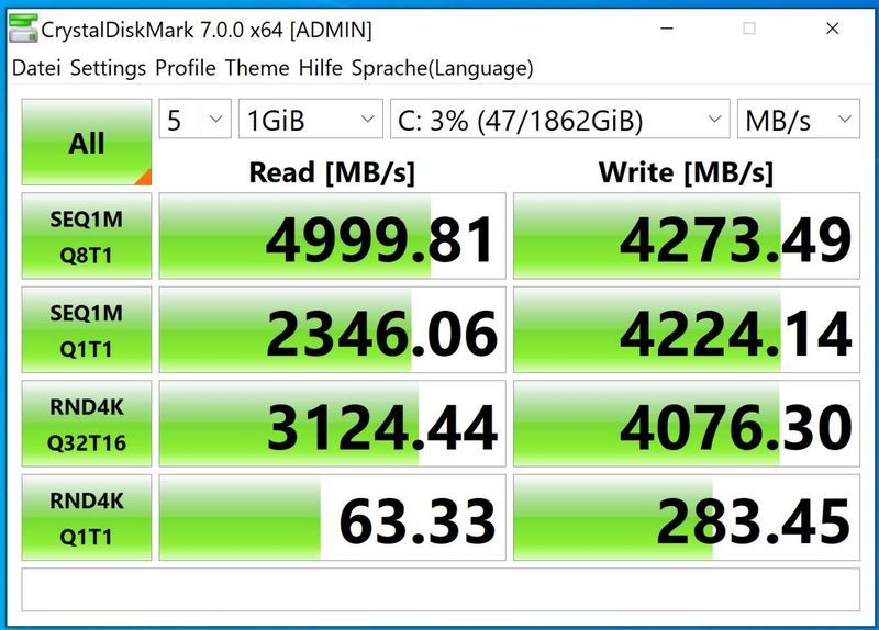 Intel Core i7-11700K - wydajność SSD PCIe 4.0 x4