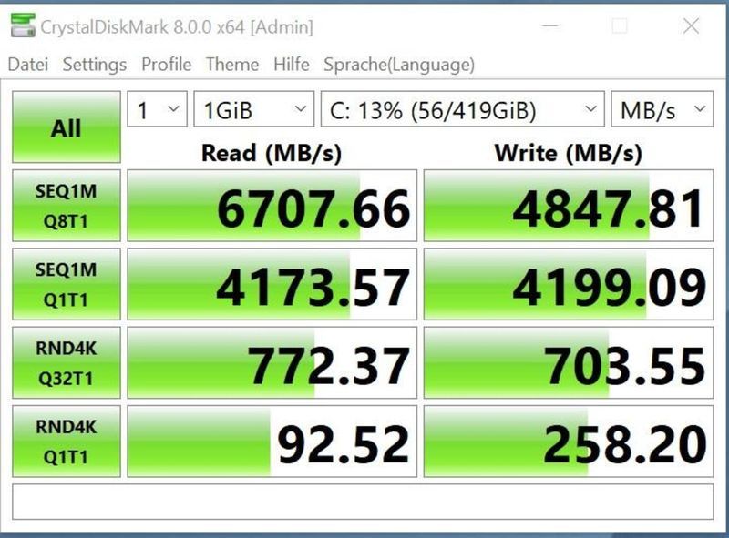 Intel Core i7-11700K - wydajność SSD PCIe 4.0 x4