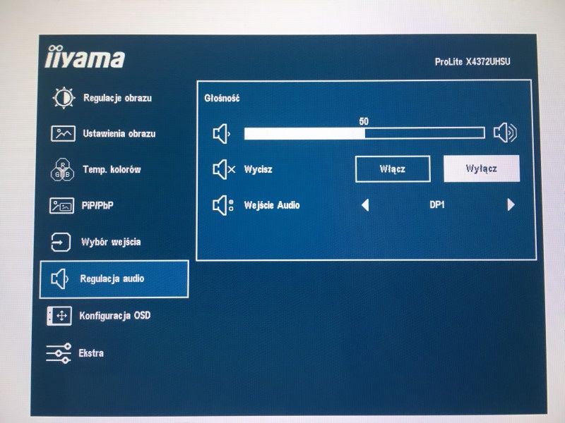 iiyama ProLite X4372UHSU - OSD - menu regulacji dźwięku