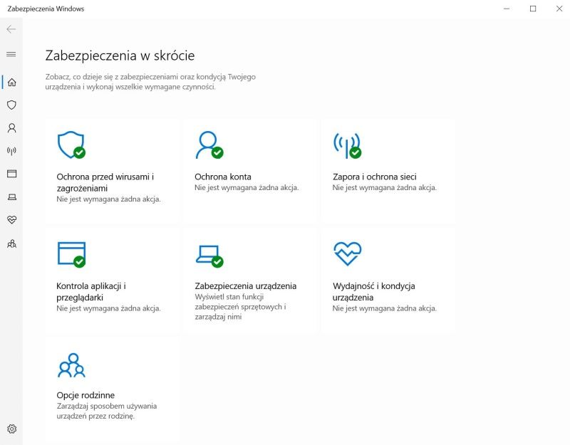 Windows Defender - panel sterowania