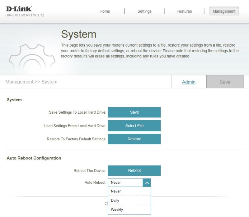 D-Link DIR-878/MT - ustawienia systemowe