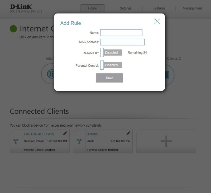 D-Link DIR-878/MT - Lista klientów