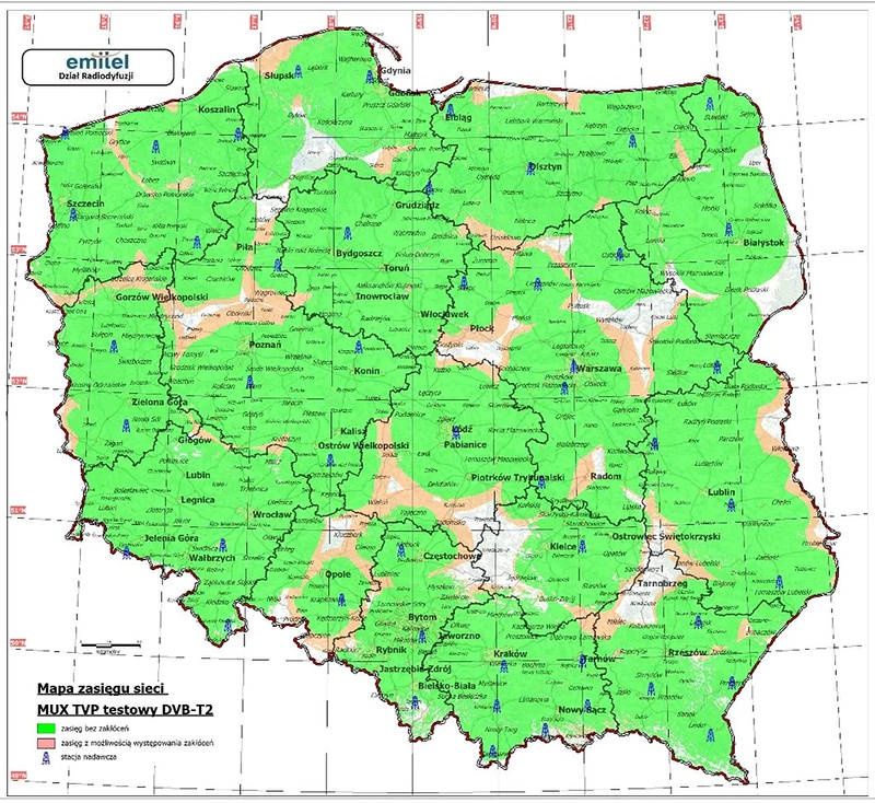 DVB-T2 zasięg