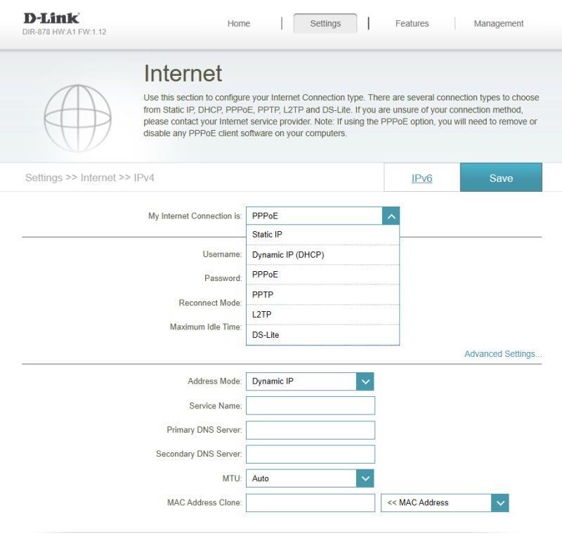 D-Link DIR-878/MT - Konfiguracja internetu