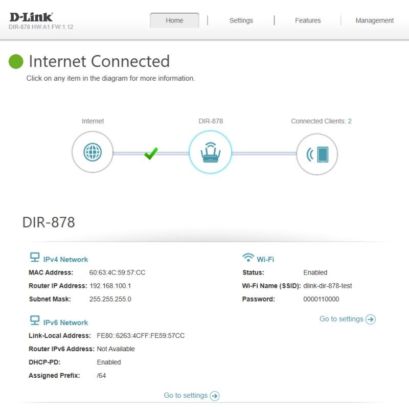 D-Link DIR-878/MT - Status połączeń lokalnych