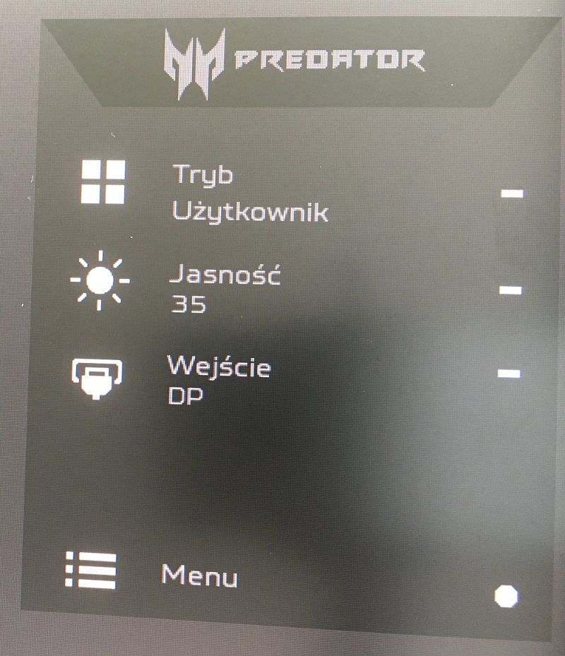 Acer Predator X35 - OSD