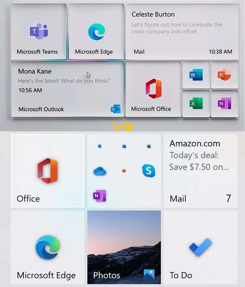 Windows 10 Menu Start vs