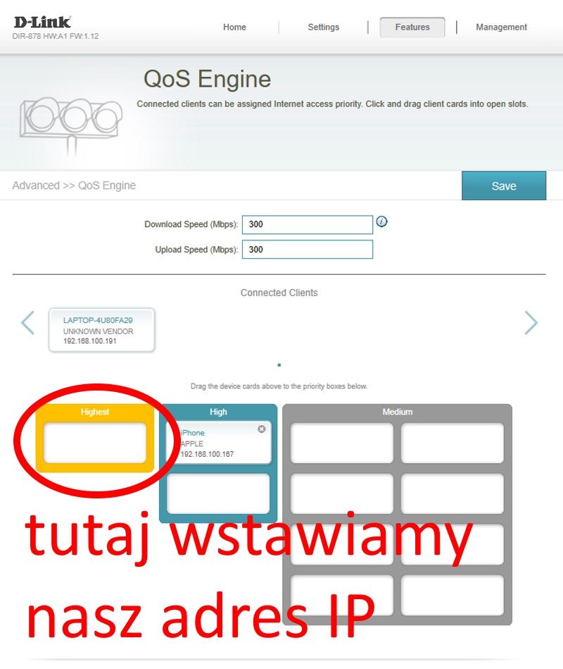 Konfiguracja QoS przez przeglądarkę