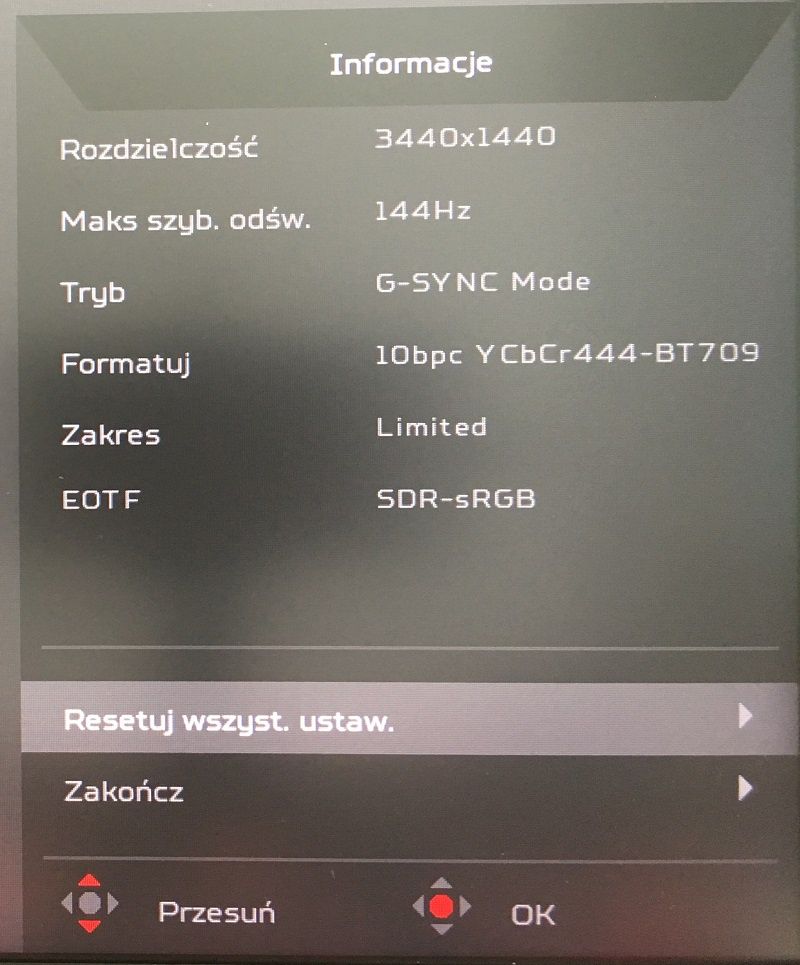 Acer Predator X35 - OSD