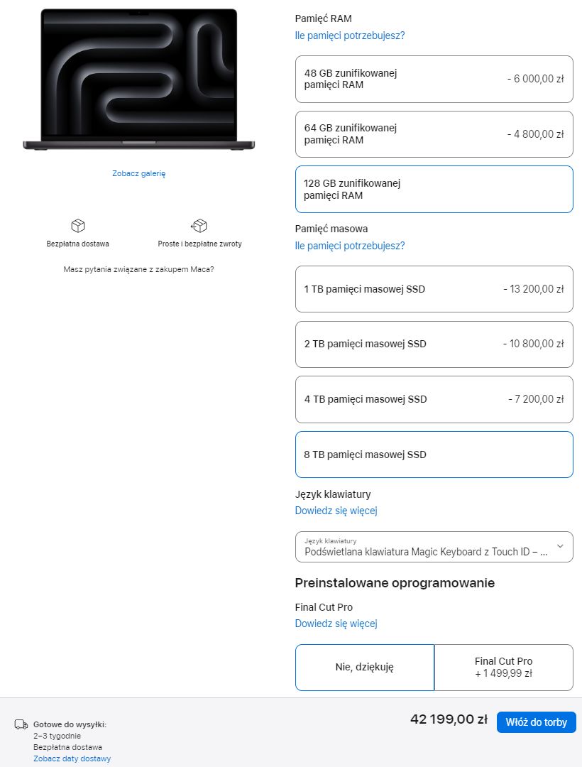 Apple MacBook Pro 16 - ceny