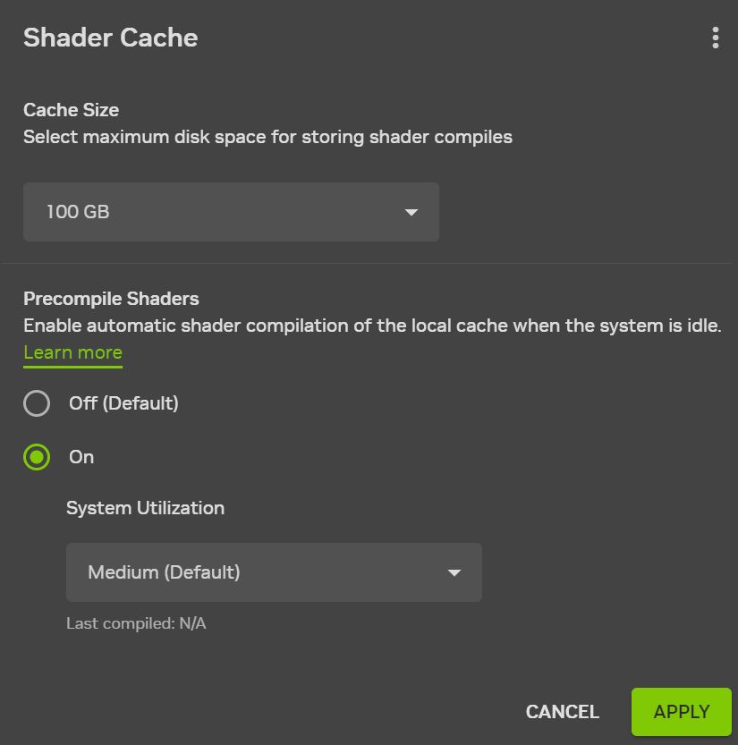 NVIDIA Auto Shader Compilation