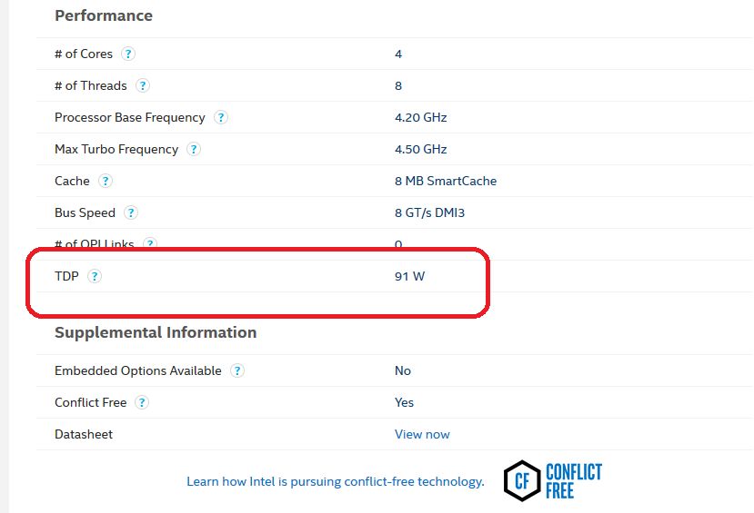 Intel Core i7-7700K - TDP