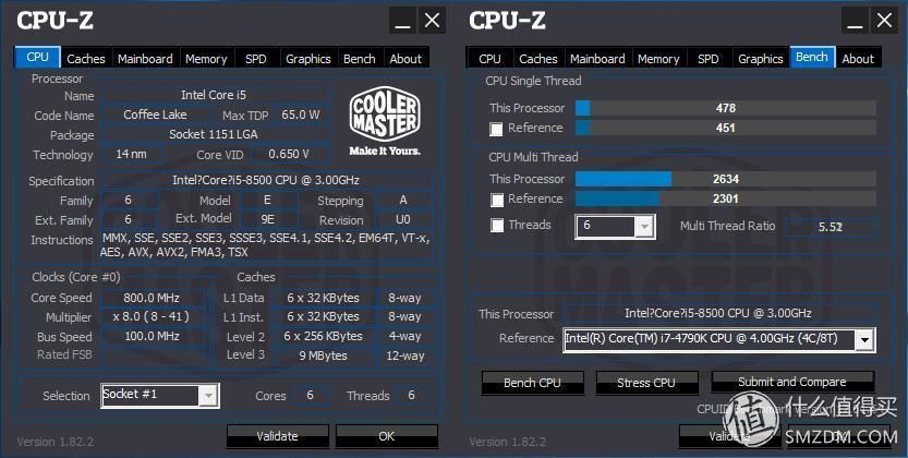 Intel Core i5-8500 - wydajność CPU-Z