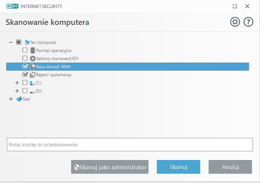 ESET skanowanie komputera