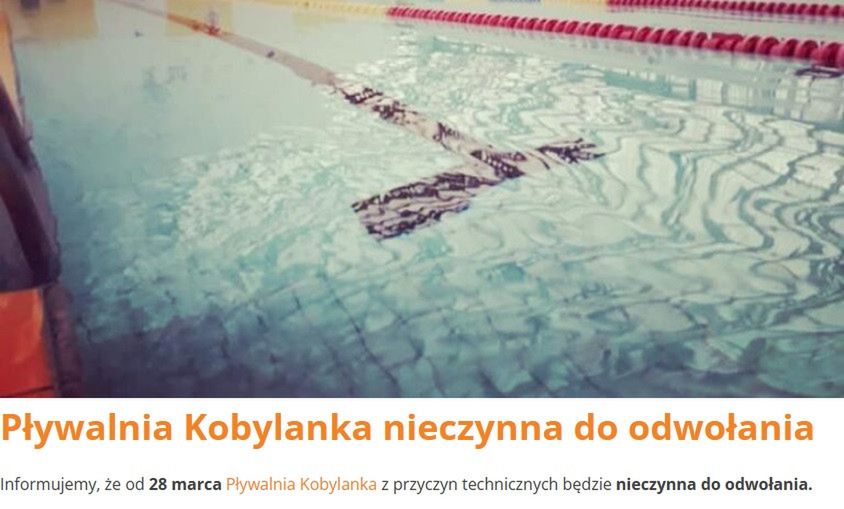 Pływalnia Kobylanka nieczynna do odwołania!