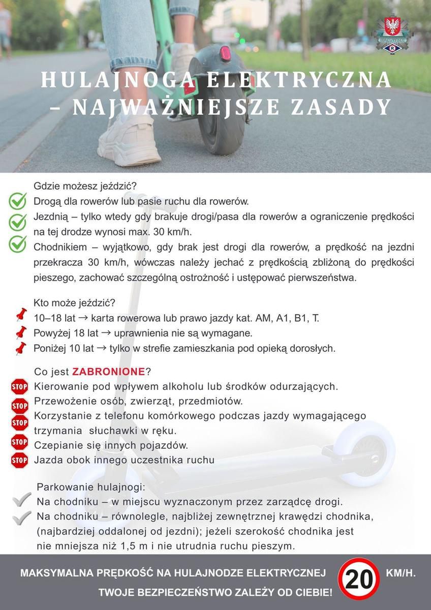 Zasady dla użytkowników hulajnóg i rowerów elektrycznych