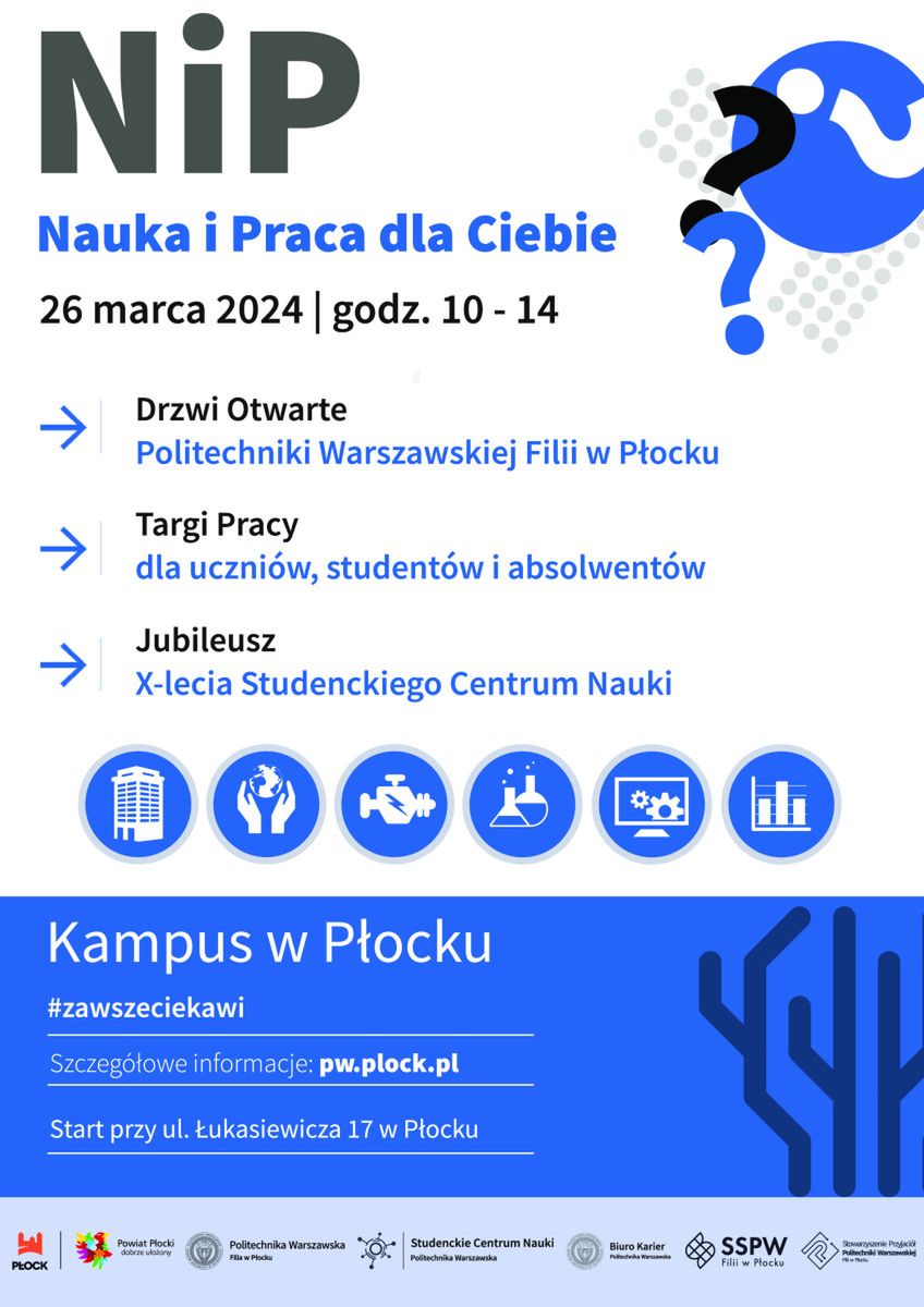 “Nauka i Praca dla Ciebie“ - targi w Politechnice Warszawskiej Filii w Płocku