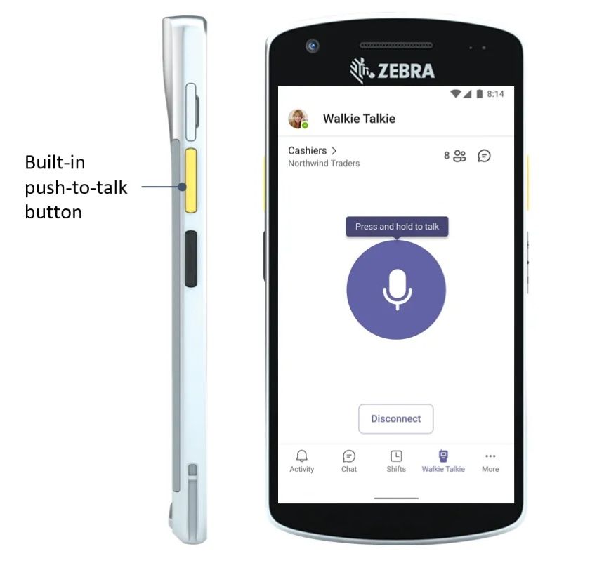 Urządzenie Zebra z Microsoft Teams