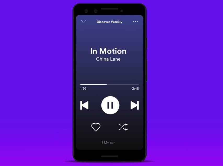 Spotify widok samochodowy