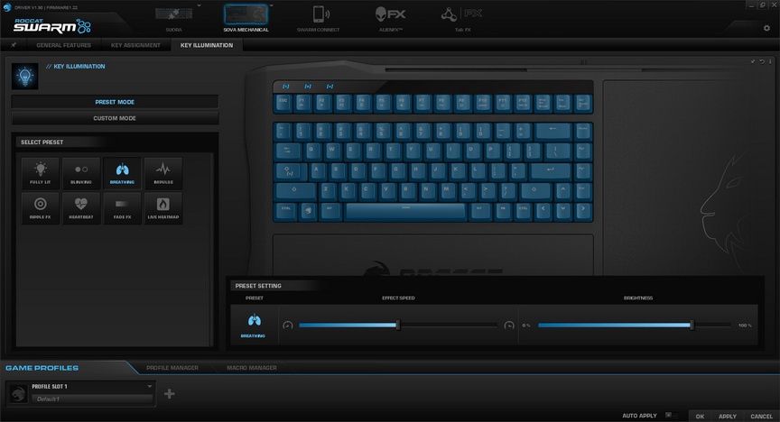 ROCCAT Sova - ustawienia podświetlenia w roccat swarm