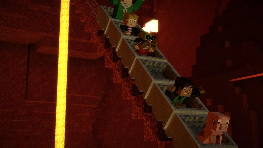 Minecraft: Story Mode - jazda kolejką górską w Nether