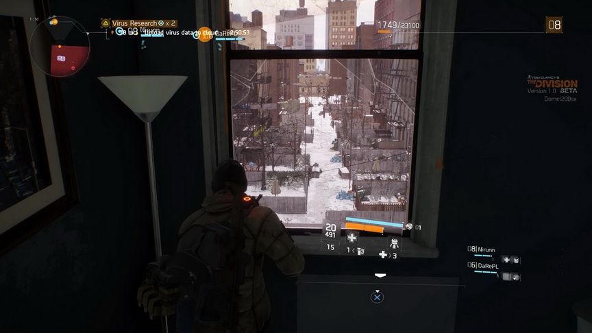 The Division beta - widok z okna na uliczkę
