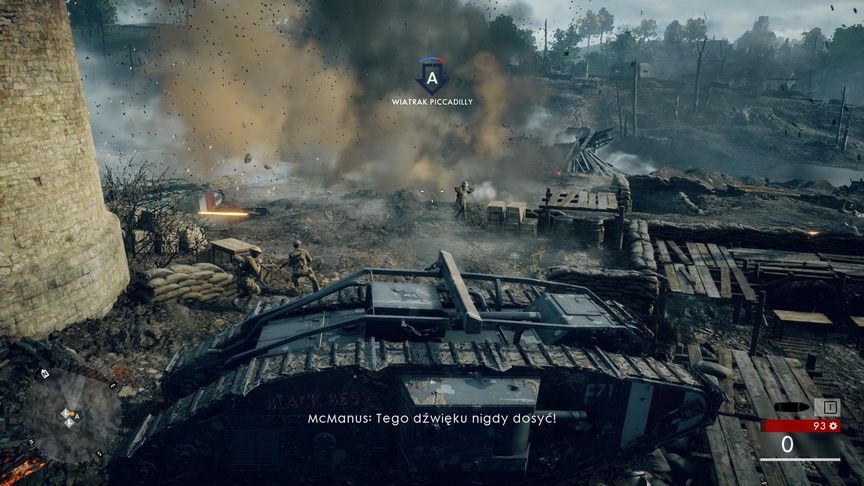 Battlefield 1 - czołg na linii frontu