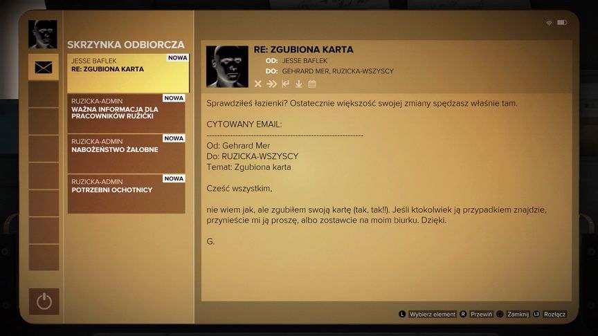 Deus Ex: Rozłam Ludzkości - przeglądanie maili