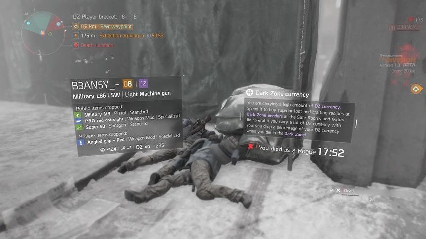 The Division beta - śmierć w Dark Zone i utrata ekwipunku