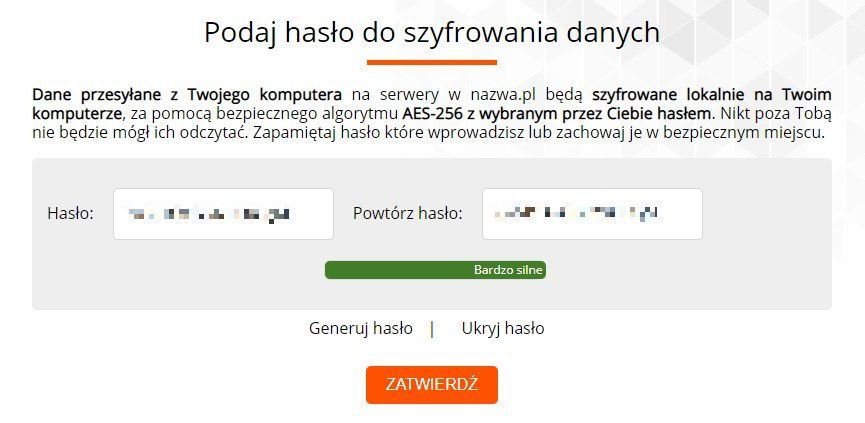 Hasło do Cloud Backup