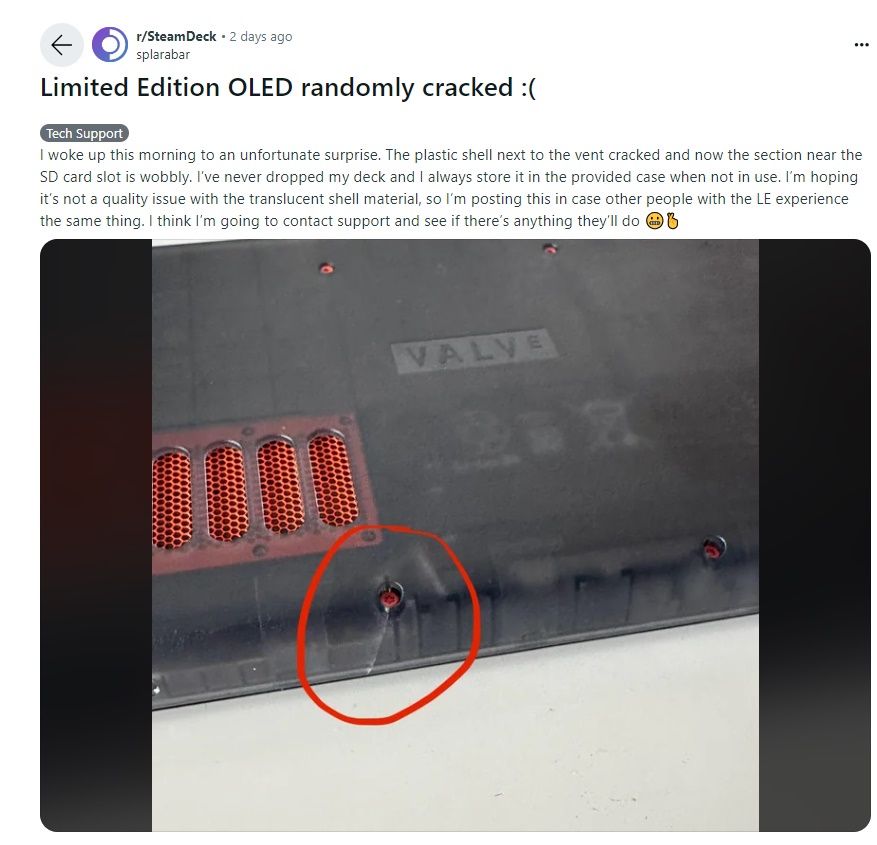 Steam Deck OLED - problem z obudową