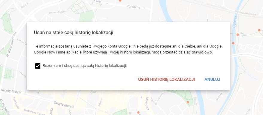 Google Timeline - usuwanie historii lokalizacji