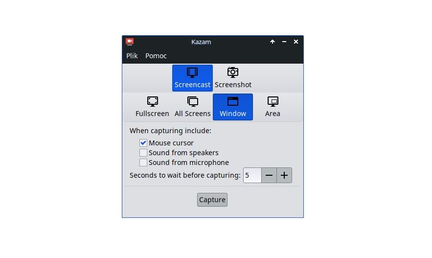 kazam screen