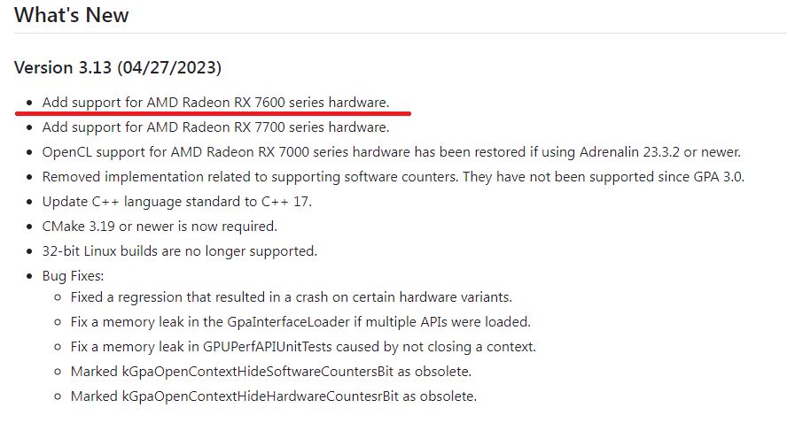 GPUOpen GPUPerfAPI - wsparcie dla Radeon RX 7600