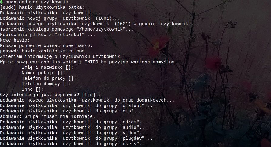 nowy uzytkownik screen